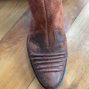 Leather/Suede Burnt Rust Cowgirl Boot